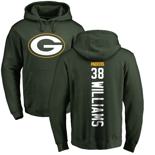 Men Green Bay Packers Green #38 Williams Tramon Backer Nike NFL Pullover Hoodie Sweatshirts